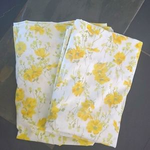 Vintage Morgan Jones Twin Yellow Floral Fitted and Flat Sheet